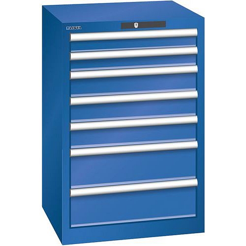 Dílenská zásuvková skříň Lista, 7 zásuvek, 564x572x850mm, fluorescentně modrá