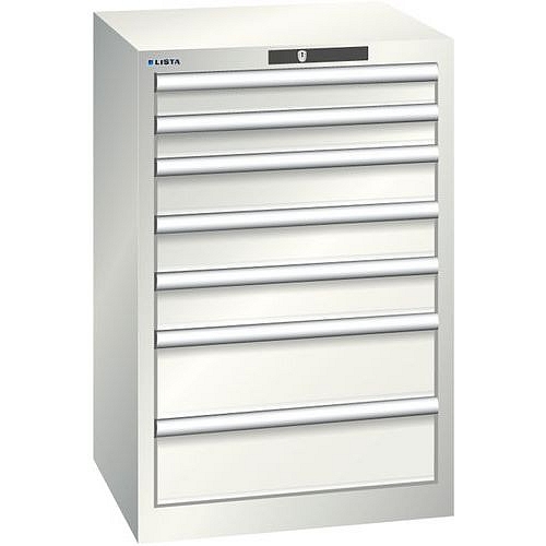Dílenská zásuvková skříň Lista, 7 zásuvek, 564x572x850mm, světle šedá
