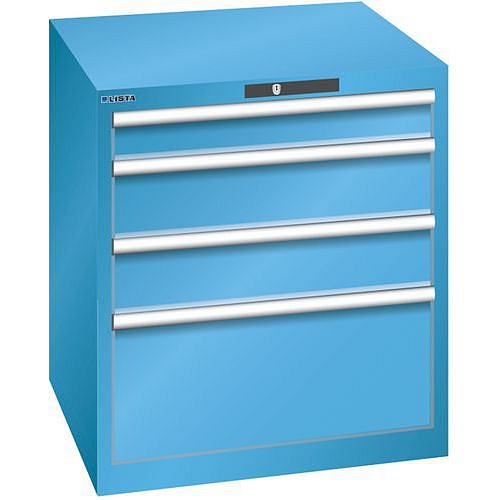 Dílenská zásuvková skříň LISTA, 717x725x800mm, 4 zásuvky, světle modrá