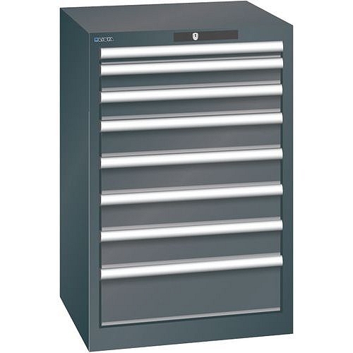 Dílenská zásuvková skříň Lista, 8 zásuvek, 564x572x850mm, černá