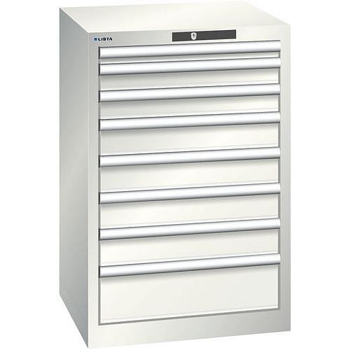 Dílenská zásuvková skříň Lista, 8 zásuvek, 564x572x850mm, světle šedá