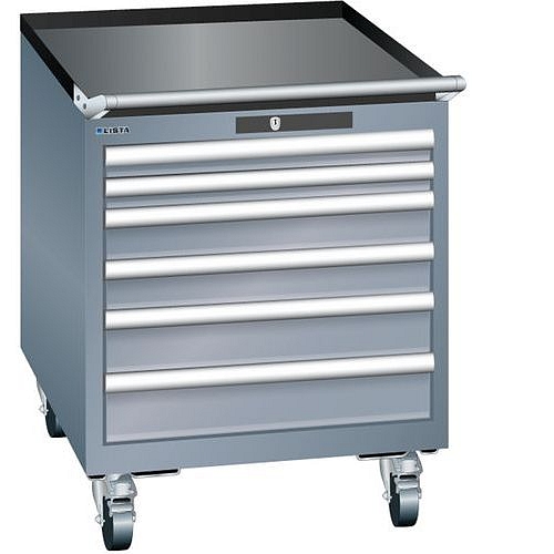 Mobilní dílenská  zásuvková skříň LISTA, 564x725x723mm, 6 zásuvek, tmavě šedá