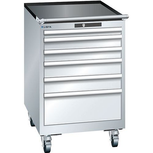 Mobilní dílenská zásuvková skříň LISTA, 564x725x890mm, 6 zásuvek, šedá