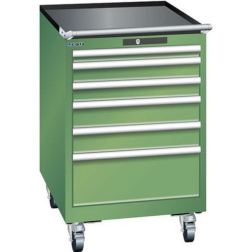 Mobilní dílenská zásuvková skříň LISTA, 564x725x890mm, 6 zásuvek, zelená