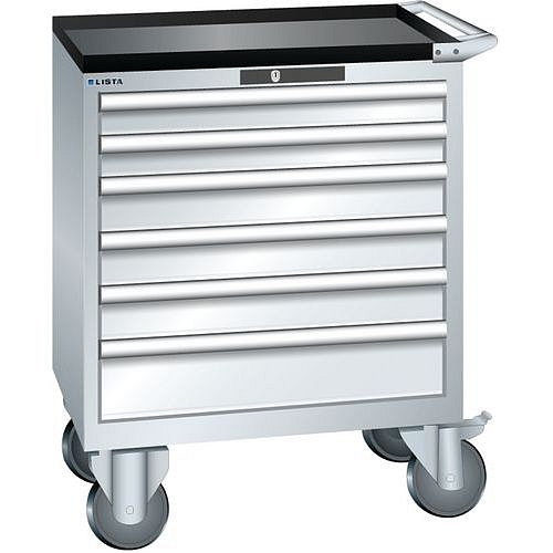 Mobilní dílenská zásuvková skříň LISTA, 6 zásuvek = 717x572x962mm, šedá