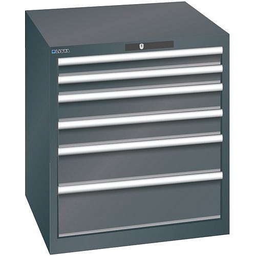 Dílenská zásuvková skříň LISTA, 717x725x800mm, 4 zásuvky, černá