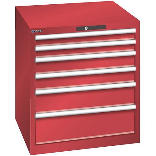 Dílenská zásuvková skříň LISTA, 717x725x800mm, 4 zásuvky, červená