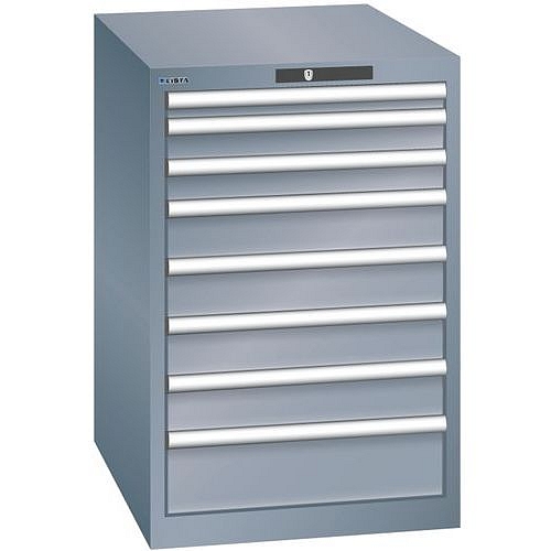 Dílenská zásuvková skříň LISTA, 564x725x850mm, 8 zásuvek, tmavě šedá