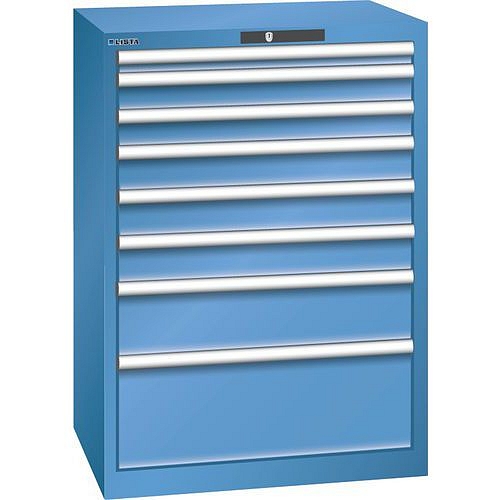 Dílenská zásuvková skříň LISTA, 717x572x1000mm, 8 zásuvek, modrá