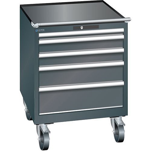 Mobilní dílenská zásuvková skříň LISTA, 717x725x962mm, 5 zásuvek, černá