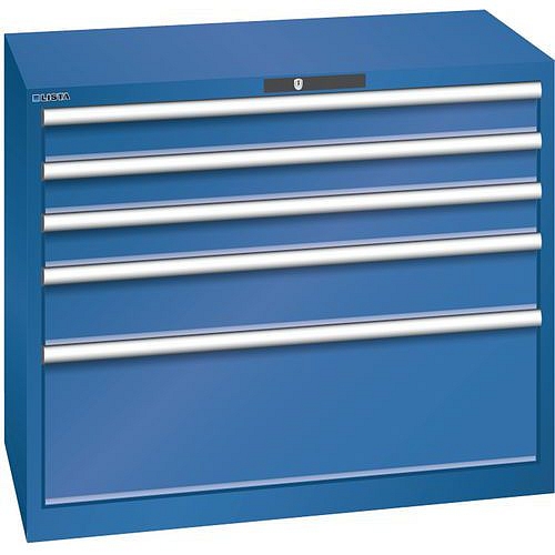 Dílenská zásuvková skříň Lista, nosnost 75 kg, 5 zásuvek, tmavě modrá