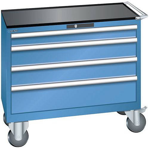 Dílenská zásuvková skříň Lista, 1023x572x962 mm, 4 zásuvky, modrá