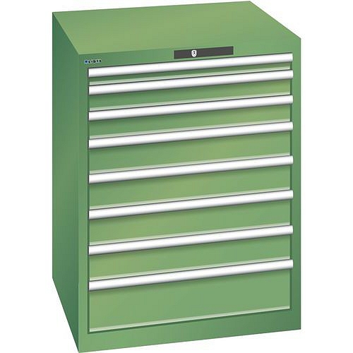 Dílenská zásuvková skříň LISTA, 717x725x850mm, 8 zásuvek, zelená
