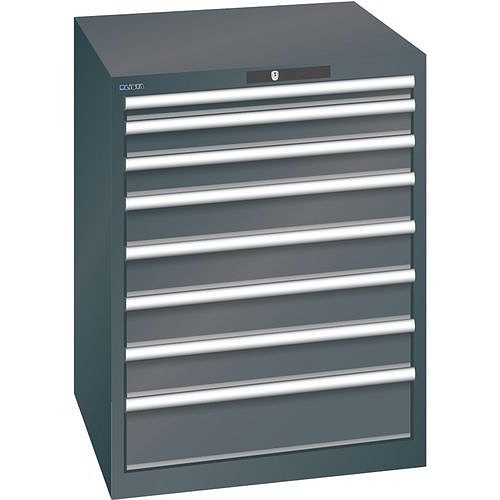Dílenská zásuvková skříň LISTA, 717x725x850mm, 8 zásuvek, černá