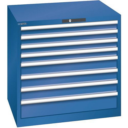 Dílenská zásuvková skříň LISTA, 870x725x850mm, 8 zásuvek, nosnost zásuvky 200kg, tmavě modrá