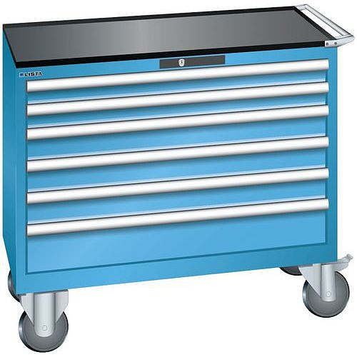 Dílenská zásuvková skříň Lista, 1023x572x962 mm, 6 zásuvky, světle modrá