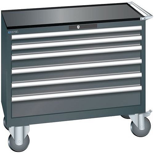 Dílenská zásuvková skříň Lista, 1023x572x962 mm, 6 zásuvky, černá