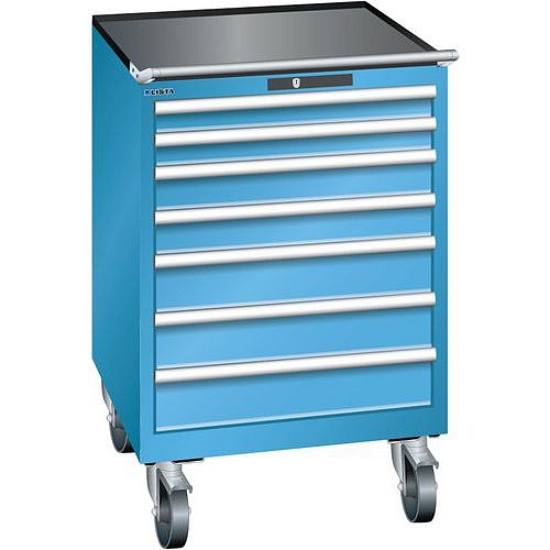 Mobilní dílenská zásuvková skříň LISTA, 717x725x1112mm, 7 zásuvek, světle modrá