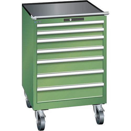 Mobilní dílenská zásuvková skříň LISTA, 717x725x1112mm, 7 zásuvek, zelená
