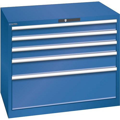 Dílenská zásuvková skříň Lista, 1023x725x850 mm, 5 zásuvek, tmavě modrá