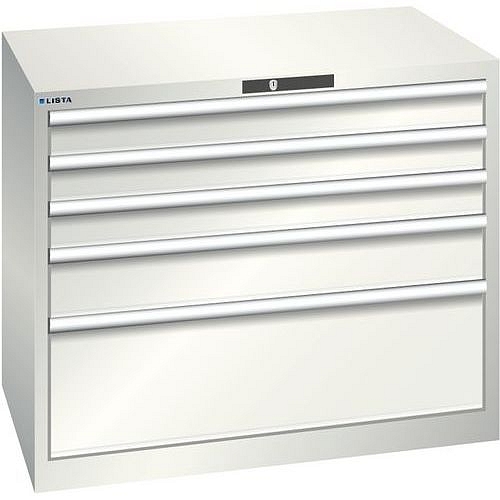 Dílenská zásuvková skříň Lista, 1023x725x850 mm, 5 zásuvek, světle šedá