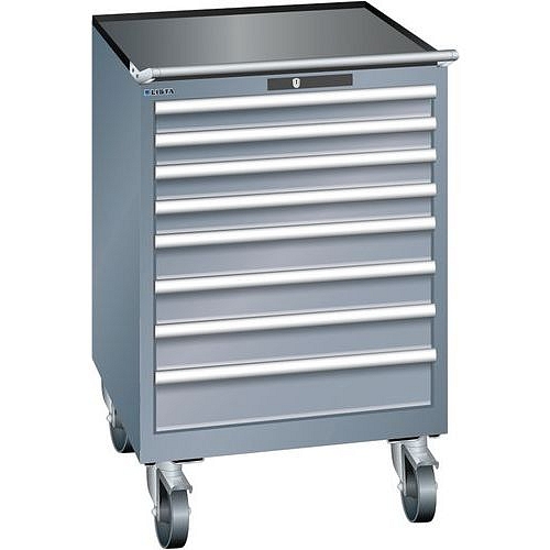 Mobilní dílenská zásuvková skříň LISTA, 717x725x1112mm, 7 zásuvek, tmavě šedá