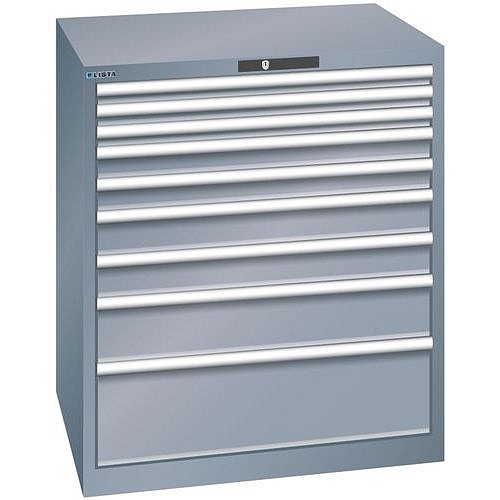 Dílenská zásuvková skříň LISTA, 870x725x1000mm, 9 zásuvek, nosnost zásuvky 75kg, tmavě modrá