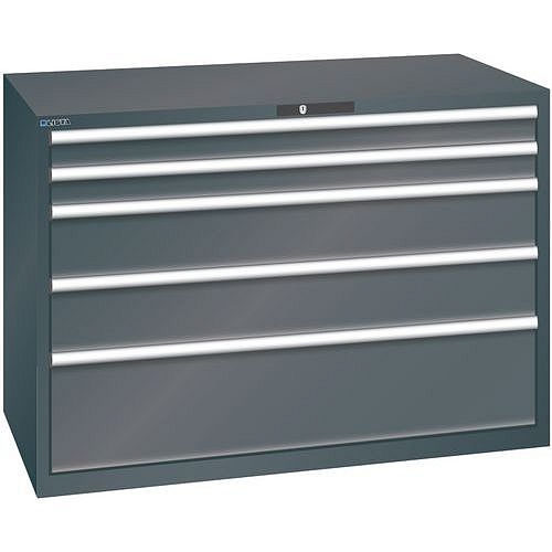 Dílenská zásuvková skříň Lista, 1431x725x1000 mm, 200kg, 5 zásuvek, černá