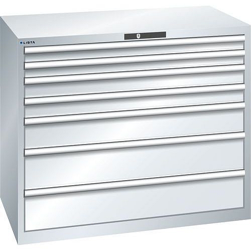 Dílenská zásuvková skříň Lista, 1193x725x1000 mm, 7 zásuvek, šedá