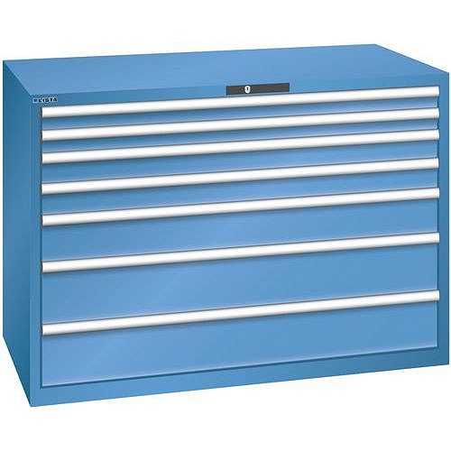 Dílenská zásuvková skříň Lista, 1431x725x1000 mm, 75kg, 7 zásuvek, modrá