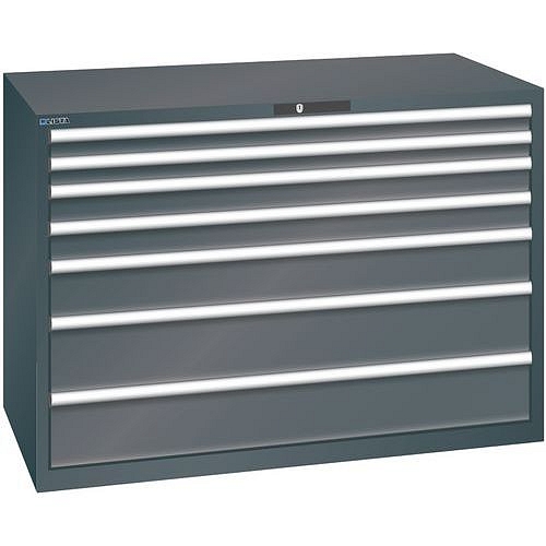 Dílenská zásuvková skříň Lista, 1431x725x1000 mm, 75kg, 7 zásuvek, černá