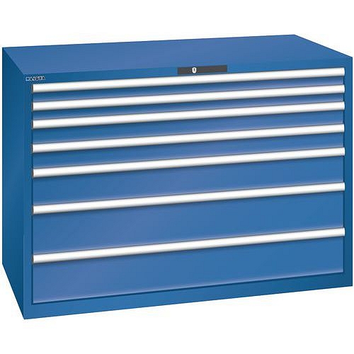 Dílenská zásuvková skříň Lista, 1431x725x1000 mm, 75kg, 7 zásuvek, tmavě modrá