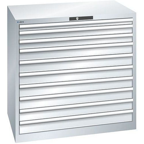 Dílenská zásuvková skříň Lista, 1023x725x1000 mm, 10 zásuvek, 200kg, šedá