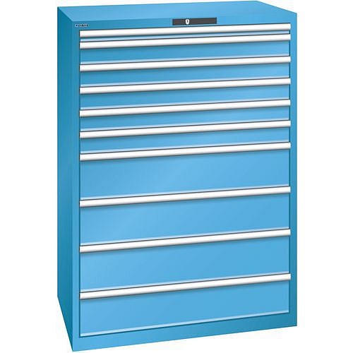 Dílenská zásuvková skříň Lista, 1023x725x1450 mm, 10 zásuvek, světle modrá