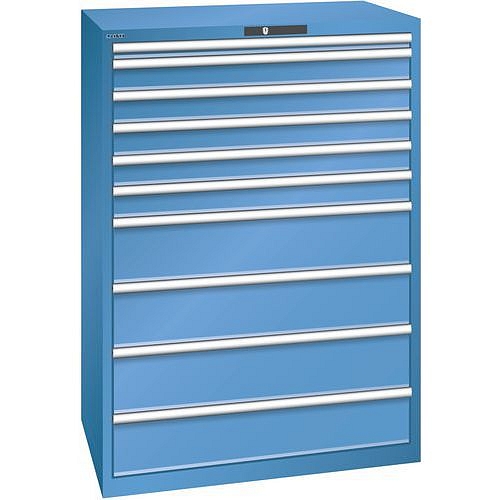 Dílenská zásuvková skříň Lista, 1023x725x1450 mm, 10 zásuvek, modrá