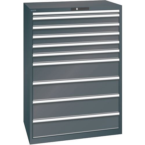 Dílenská zásuvková skříň Lista, 1023x725x1450 mm, 10 zásuvek, černá