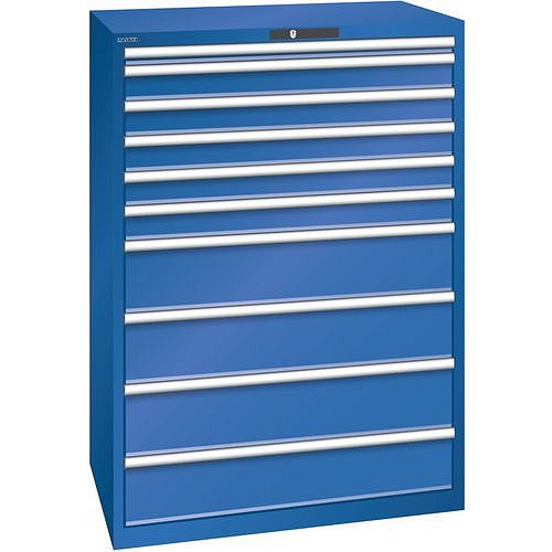 Dílenská zásuvková skříň Lista, 1023x725x1450 mm, 10 zásuvek, fluorescentně modrá