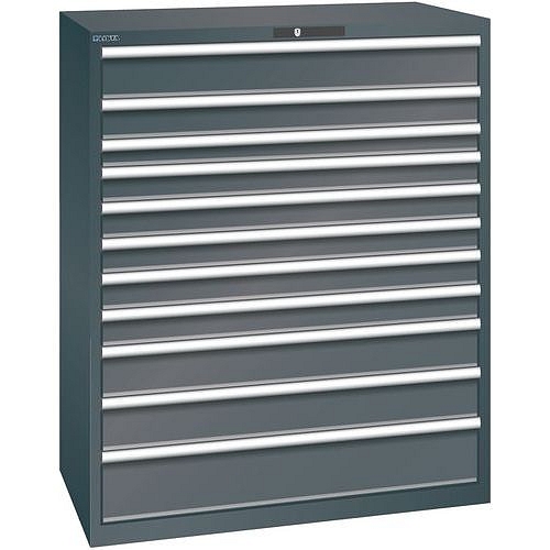 Dílenská zásuvková skříň Lista, 1193x725x1450 mm, 200kg, 11 zásuvek, černá