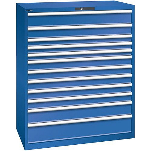 Dílenská zásuvková skříň Lista, 1193x725x1450 mm, 200kg, 12 zásuvek, fluorescentně modrá