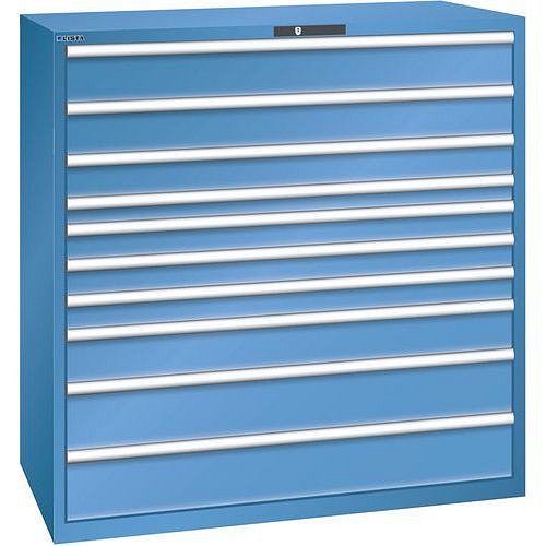 Dílenská zásuvková skřín Lista, 1431x725x1450mm, 10 zásuvek, modrá
