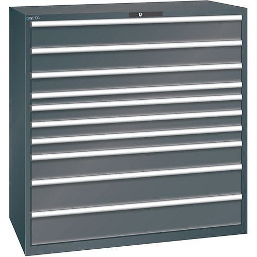 Dílenská zásuvková skřín Lista, 1431x725x1450mm, 10 zásuvek, černá