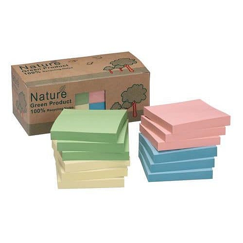 Bloček samolepicí, 75 x 75 mm, 12 x 100 ks, mix barev