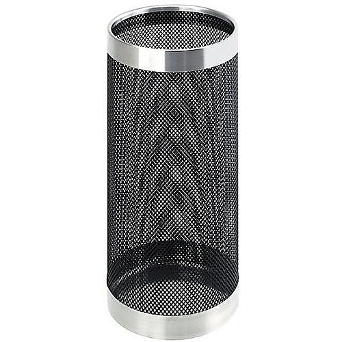 Stojan na deštníky z perforovaného pochromovaného kovu černý