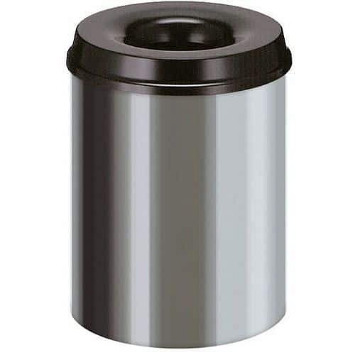 Ohnivzdorný koš na papír 15 l nerez/černý