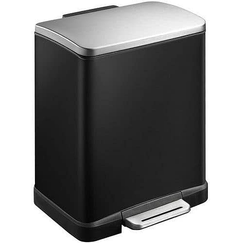 Odpadkový koš s nožním pedálem E-Cube 10 + 9 l černý/matný nerez