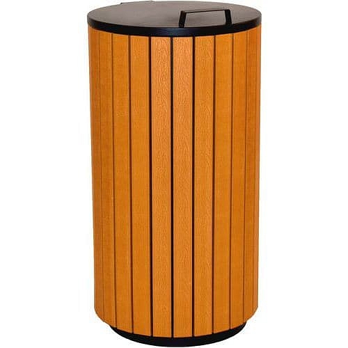 Venkovní odpadkový koš 90 l v dřevěném vzhledu