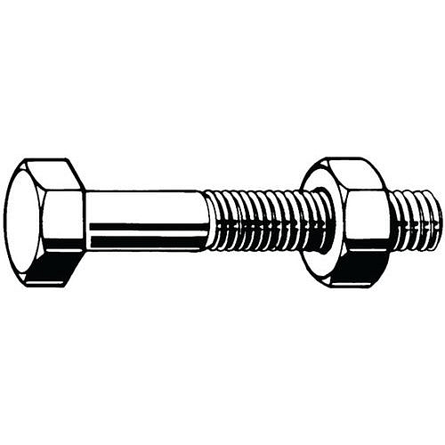 Šroub se šestihrannou hlavou a šestihrannou maticí DIN 601/555 Ocel Pravý Pozinkované 4.6 M12X100