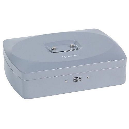 Přenosná pokladna s kódovým zámkem Manutan Expert, 9 přihrádek, šedá