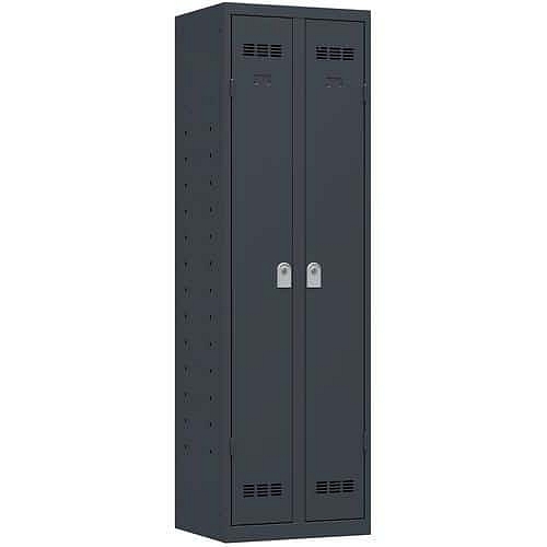 Svařovaná skříň víceúčelová Vinco, 2 oddíly, 600 mm, cylindrický zámek, antracit/antracit