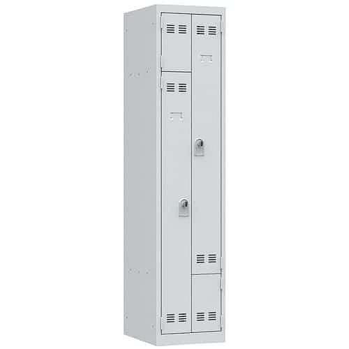 Svařovaná šatní skříň Vinco, dveře Z, 2 oddíly, otočný uzávěr, šedá/šedá